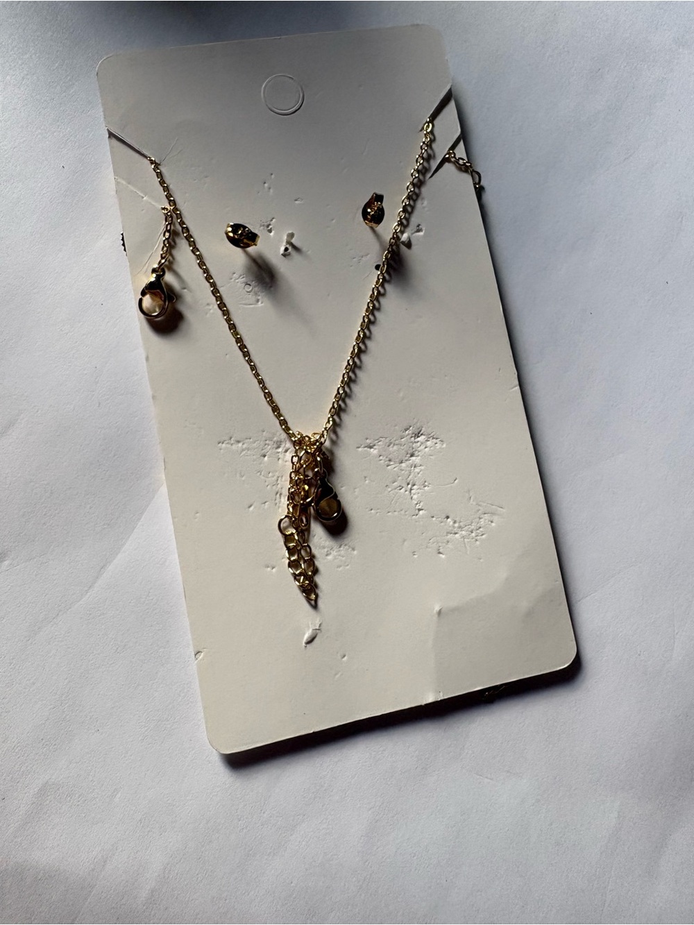 Gold Dangle Necklace and Earring Set - Elegant Women's Jewelry